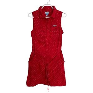 Columbia Red polka dots PFG Sleeveless Dress size medium